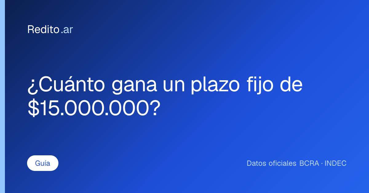 ¿Cuánto gana un plazo fijo de $15.000.000?