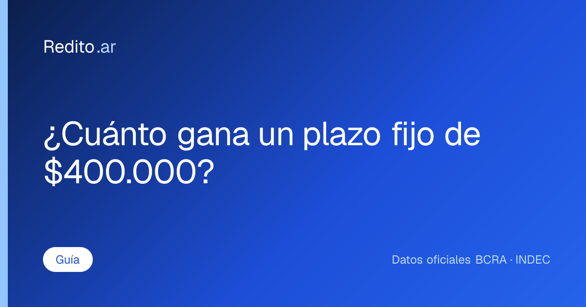 ¿Cuánto gana un plazo fijo de $400.000?